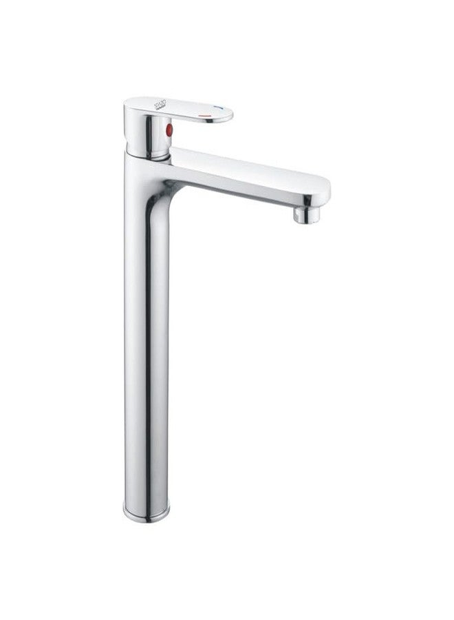 SPAZIO صنبور حوض/خلاط حوض من النحاس الأصفر ذو ذراع واحد/عمودي من Spazio، مقاس 12 بوصة، مطلي بالكروم، للماء الساخن والبارد، مع خراطيم مضفرة بطول 450 مم، صنبور خلاط حوض (نوع تركيب على سطح الحوض). - Image 4